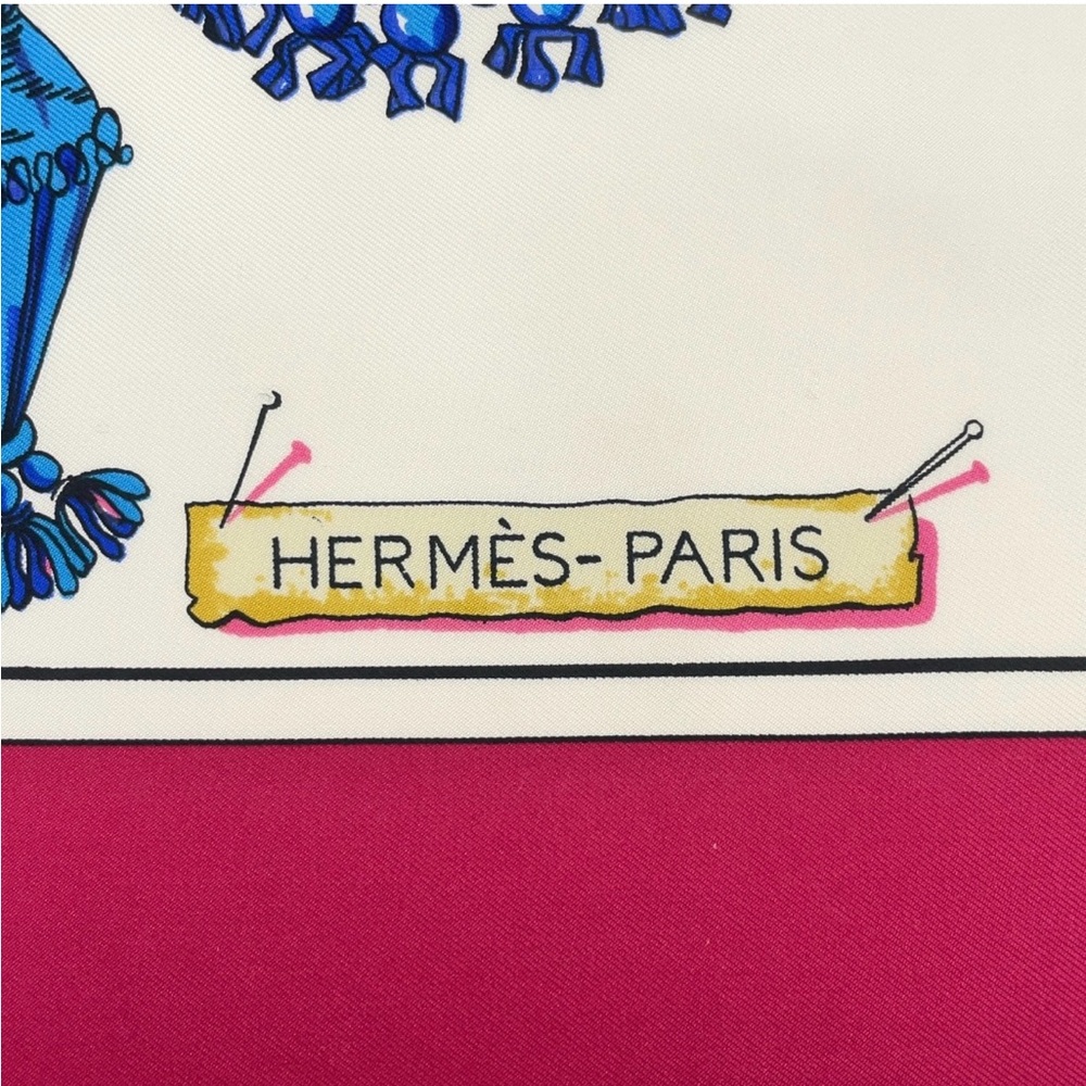 Auth Hermes Carré 90 Pasementerie Purple x Multicolor Silk Scarf W/Box - Picture 13 of 17